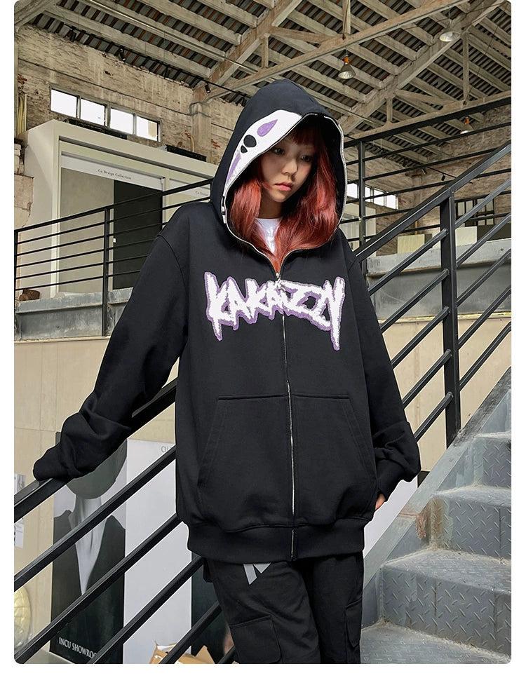 No Face Anime Hoodie 400GSM Spirited Away Zip Up Oversized Sweatshirt Seakoff