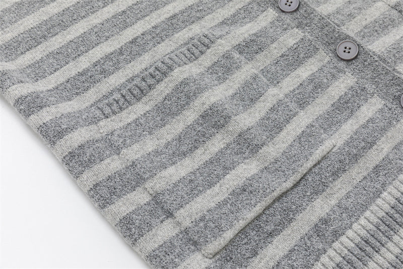 Striped Hooded Knit Cardigan Sweater – Relaxed Fit Button-Front