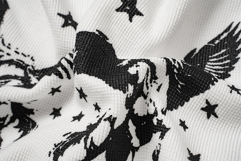 T-shirt de baseball à manches longues raglan et étoiles avec motif Pégase
