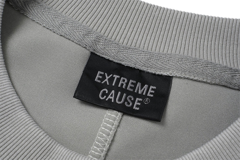T-shirt manches longues à effet superposé, délavé à l’acide et déconstruit – Color block
