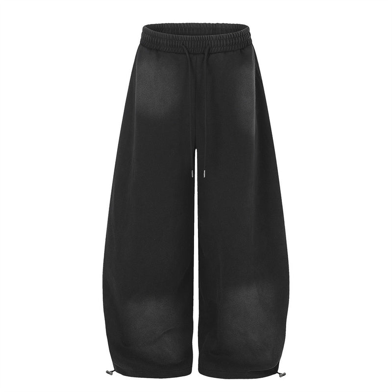 Wide-Leg Sweatpants with Acid Wash Finish and Letter Print