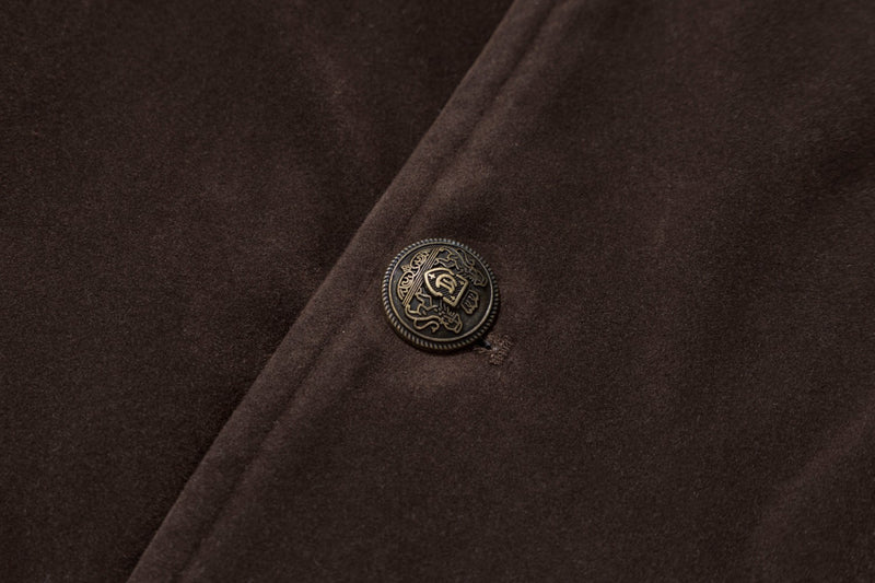 Double-Breasted Faux Fur Collar Padded Jacket in Dark Brown