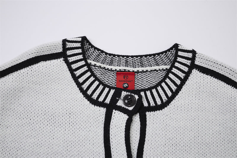 Men's Contrast Trim Knit Cardigan – Relaxed Fit Button-Up Sweater