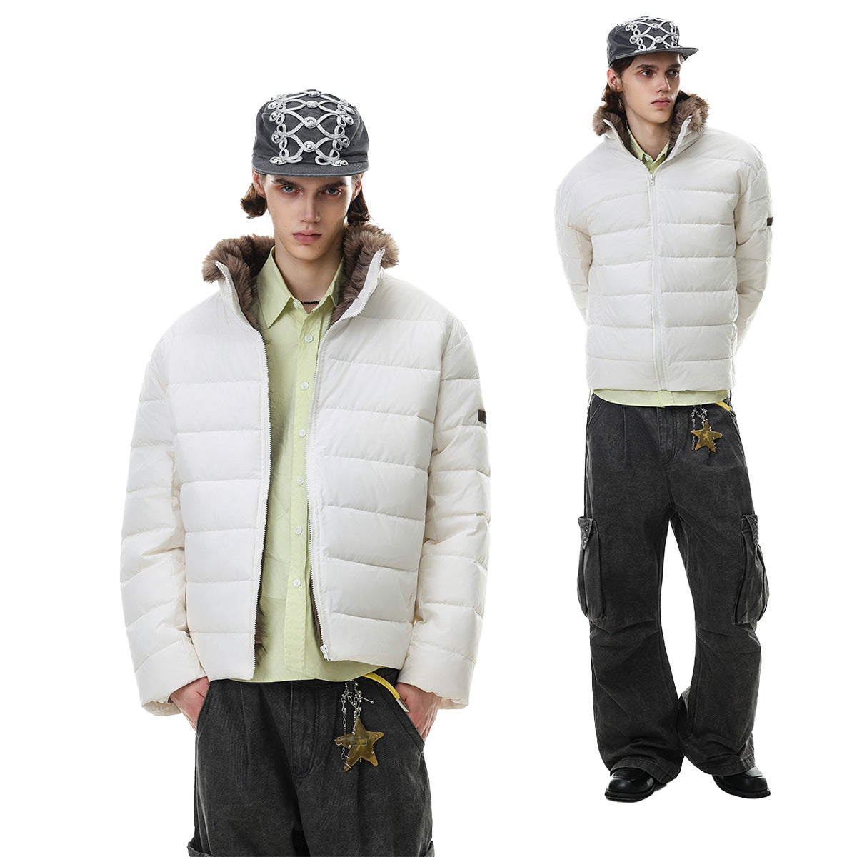 Faux Fur Collar Puffer Jacket – Quilted Winter Coat