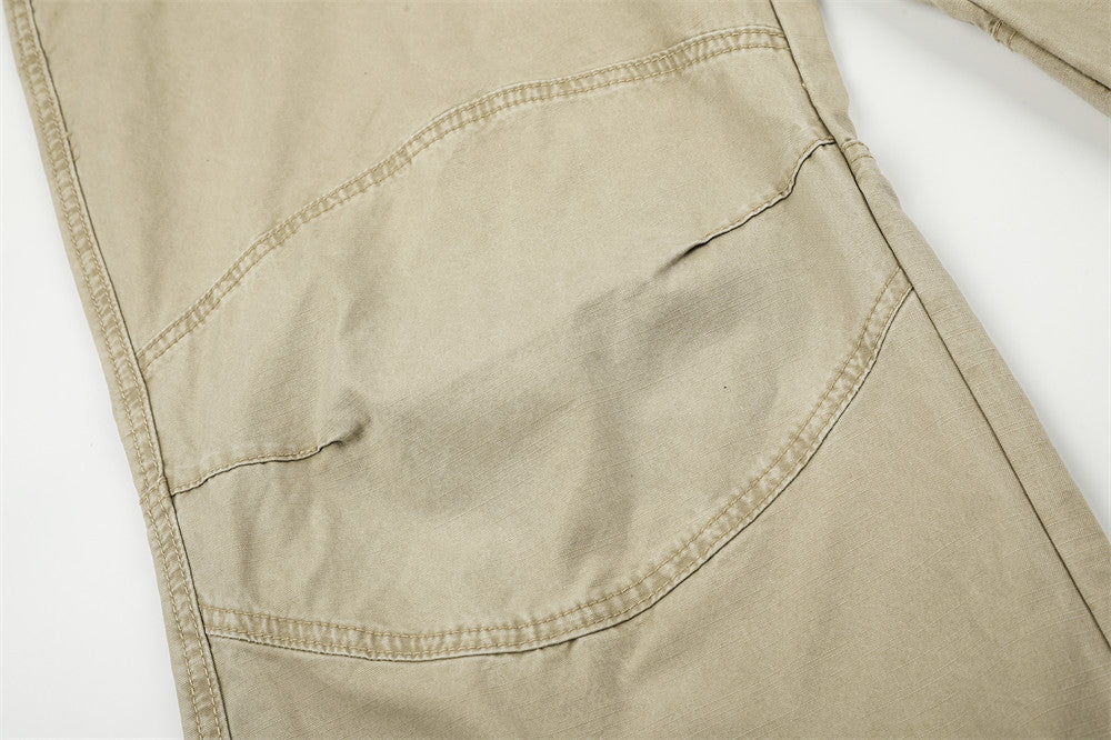 Wide-Leg Cargo Pants with Deconstructed Patchwork Seam Detail