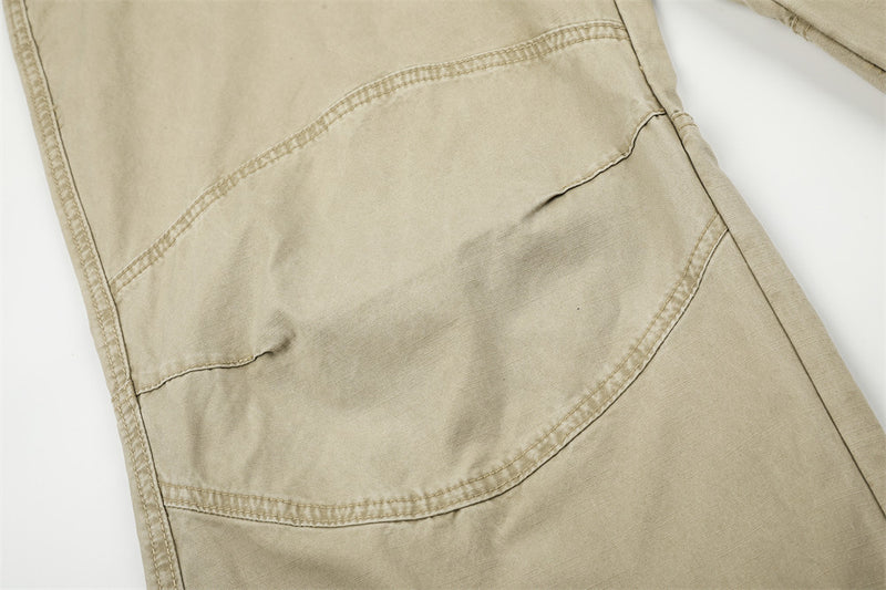 Wide-Leg Cargo Pants with Deconstructed Patchwork Seam Detail