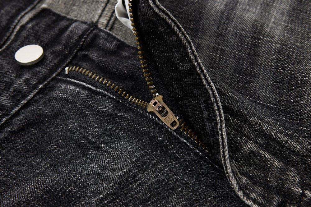 Wide-Leg Baggy Jeans – Washed Black Grey Vintage Straight-Cut Denim