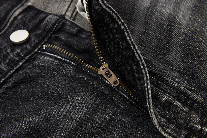 Wide-Leg Baggy Jeans – Washed Black Grey Vintage Straight-Cut Denim
