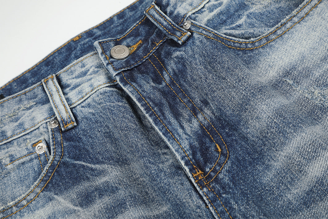 Jean baggy délavé clair – Pantalon droit en denim délavé, jambes larges et détails usés