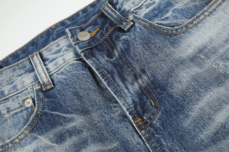 Jean baggy délavé clair – Pantalon droit en denim délavé, jambes larges et détails usés
