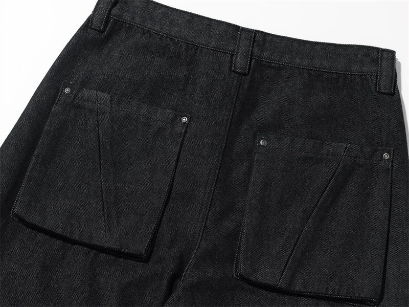 Black Baggy Cargo Jeans Men – Wide-Leg Denim with Large Utility Pockets