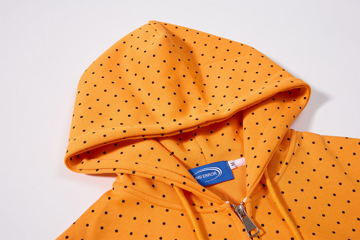 Sweat à capuche zippé anime – Sweat court à pois avec illustration d’ange