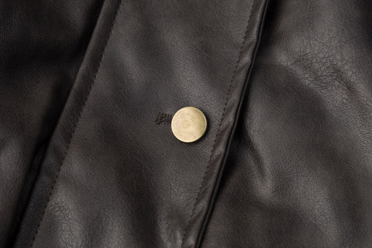 Faux Leather Bomber Jacket with Fur Collar – Padded Aviator Style