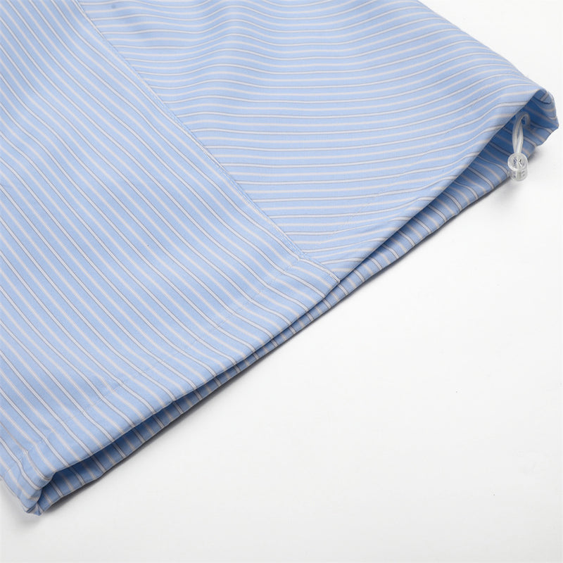Japanese Striped Wide-Leg Pants – Irregular Patchwork Double Waistband Relaxed F