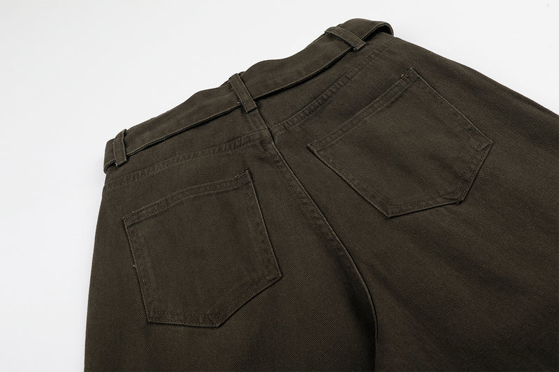 Wide-Leg Cargo Pants with Belt — Multi-Pocket Relaxed Fit