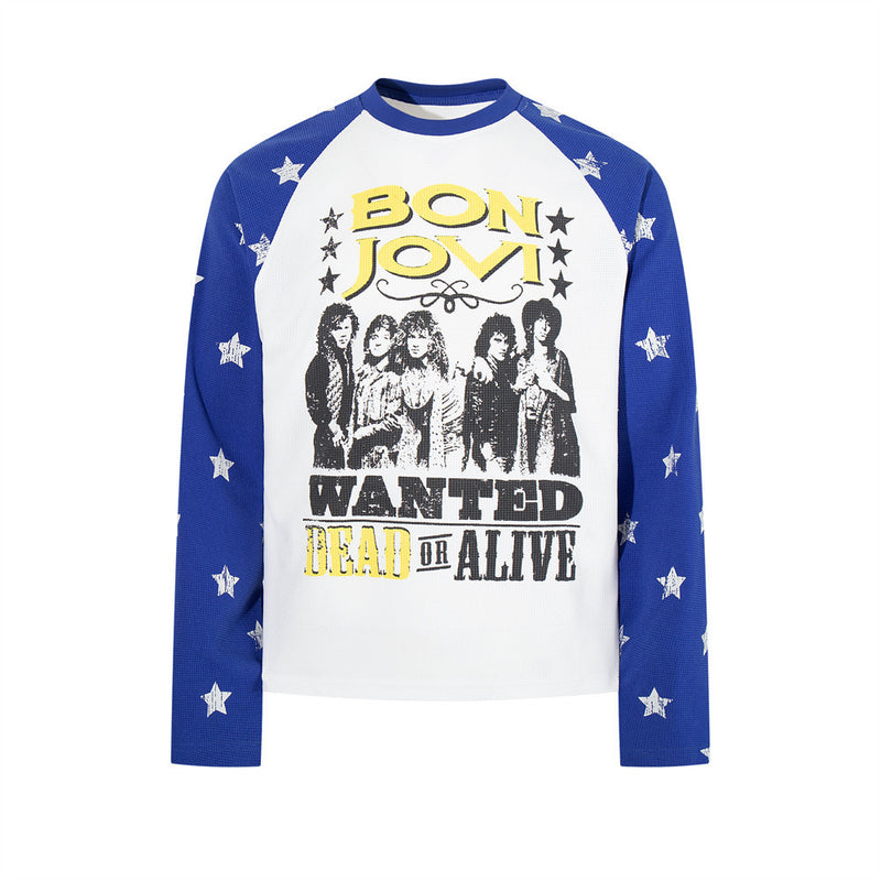 Bon Jovi Wanted Dead or Alive Men's Long Sleeve Graphic Raglan Shirt