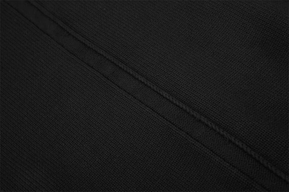 Veste en maille noire pour homme à col montant et zip diagonal asymétrique