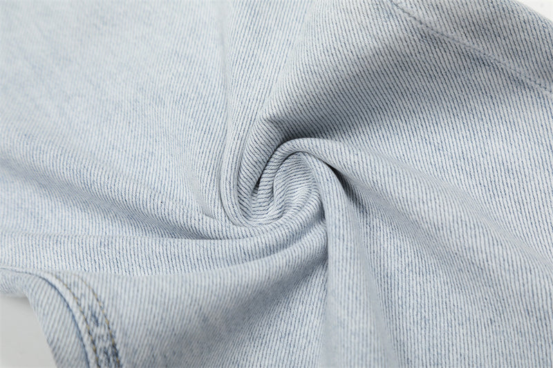 Wide-Leg Distressed Jeans – Light Blue Acid-Washed Straight-Cut Denim with