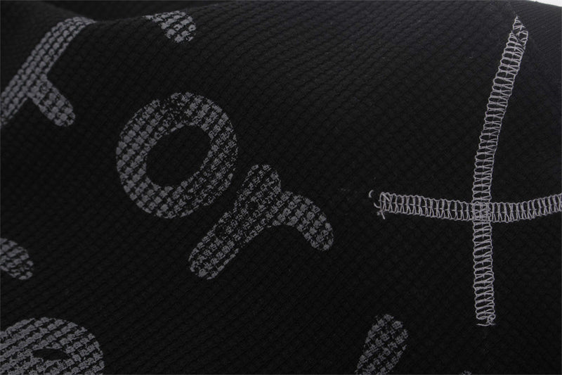 Cross Print Waffle Knit Long Sleeve Crew Neck Tee – Oversized Streetwear Graphic