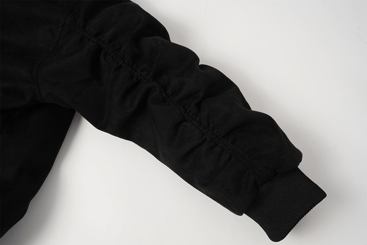 Bomber en suédine avec capuche en fausse fourrure – Manteau d’hiver oversize