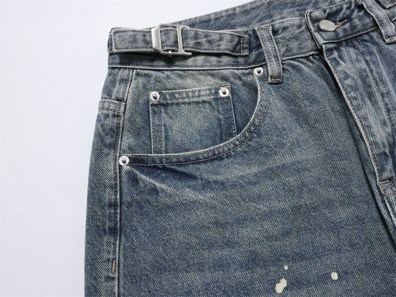 Men's Relaxed Fit Jeans with Floral Graffiti Print – Wide Leg Straight Denim