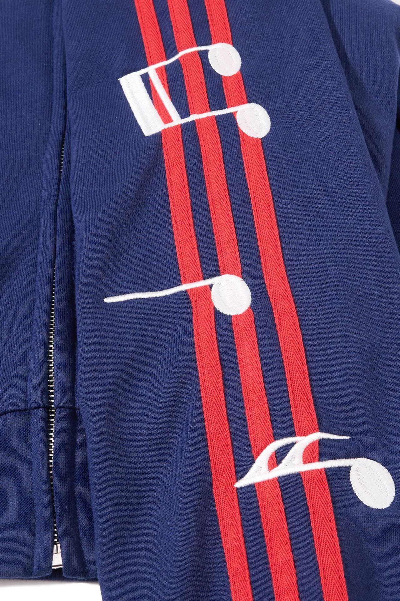 Track Jacket Stand Collar Full-Zip with Script & Music Note Graphics