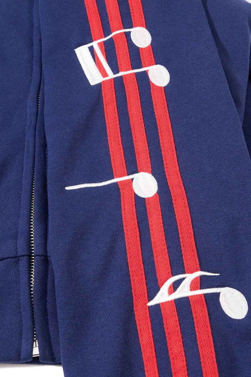 Track Jacket Stand Collar Full-Zip with Script & Music Note Graphics