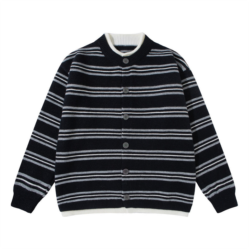 Herren-Strickcardigan mit Streifen und Knopfleiste