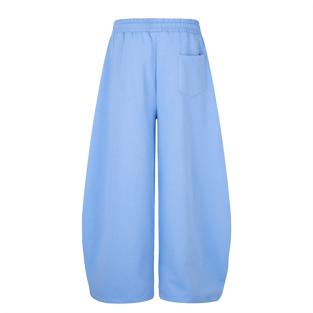Wide-Leg Sweatpants with Square Stud Embellishments and Drawstring Waist