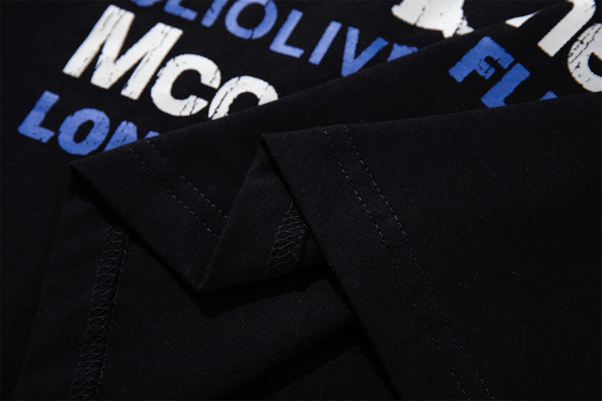 Long Sleeve Double-Layer Graphic Tee – Videodrome Rock Print with Striped Star