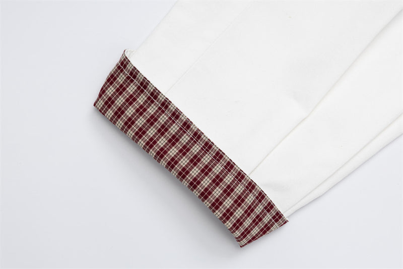 Oversized Harrington Jacket with Contrast Plaid Collar – Men's Relaxed Fit