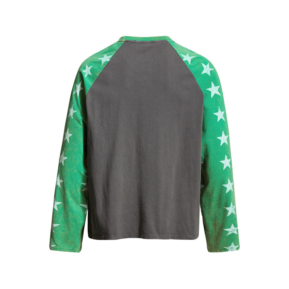 Cathedral Graphic Raglan Long Sleeve Tee with Star-Print Sleeves