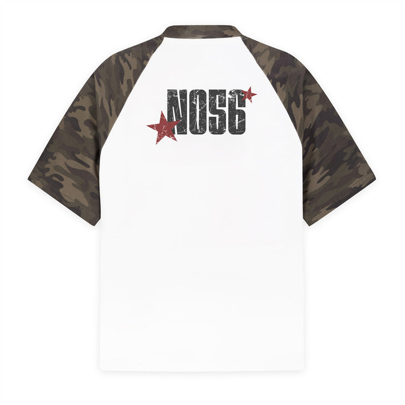 BATTLE Graphic Camo Raglan Sleeve Color Block T-Shirt