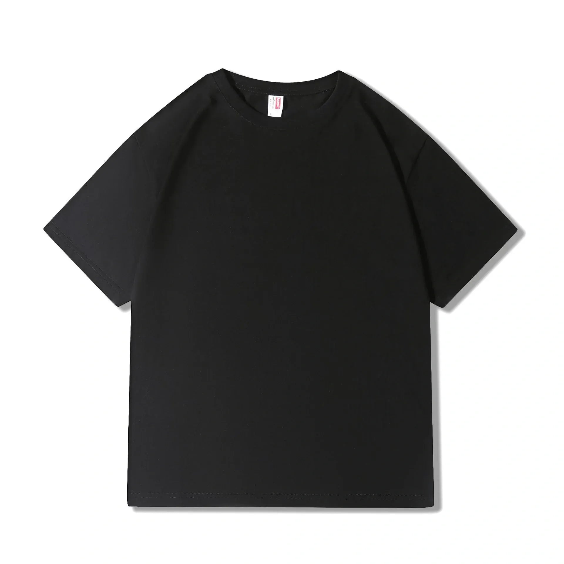 Custom Anime Character Black T-Shirt - Personalized 230GSM 100% Cotton Tee featuring a plain black short-sleeve front with crew neckline, ideal as a base for your custom anime design.