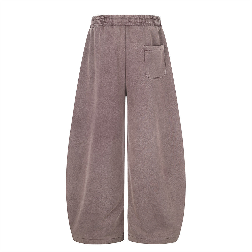 Wide-Leg Graphic Sweatpants – Baggy Fit with Letter Print & Elastic Waist