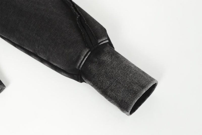 Deconstructed Asymmetric Zip Hoodie – Washed Oversized American Streetwear