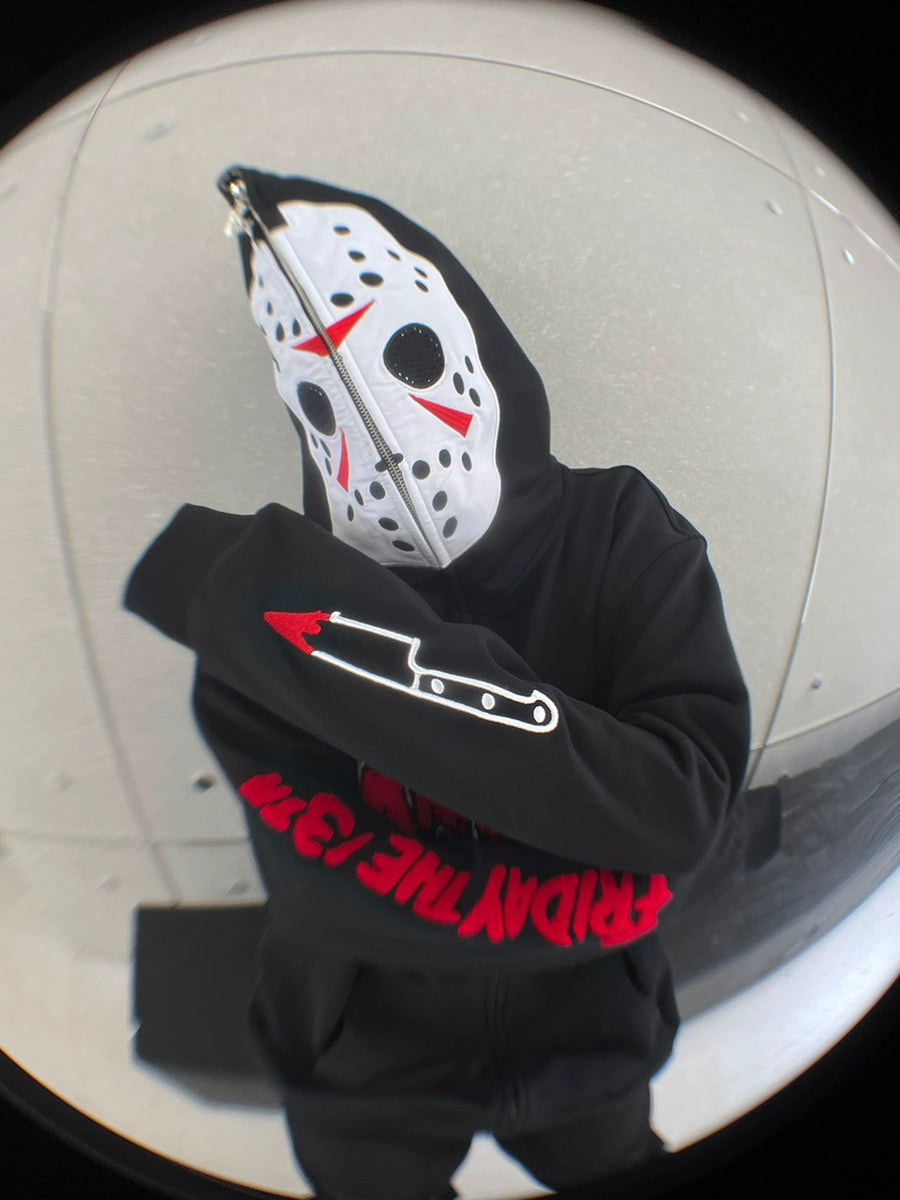 Friday the 13th Hoodie - 400GSM Oversized Jason Mask Zip-Up Horror Movie Sweatshirt