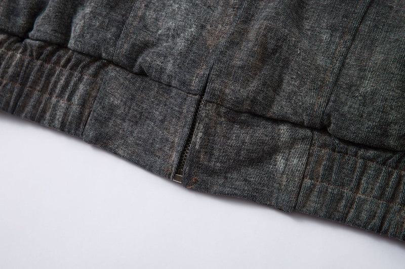 Washed Denim Bomber Jacket with Faux Fur Hood – Vintage American Style