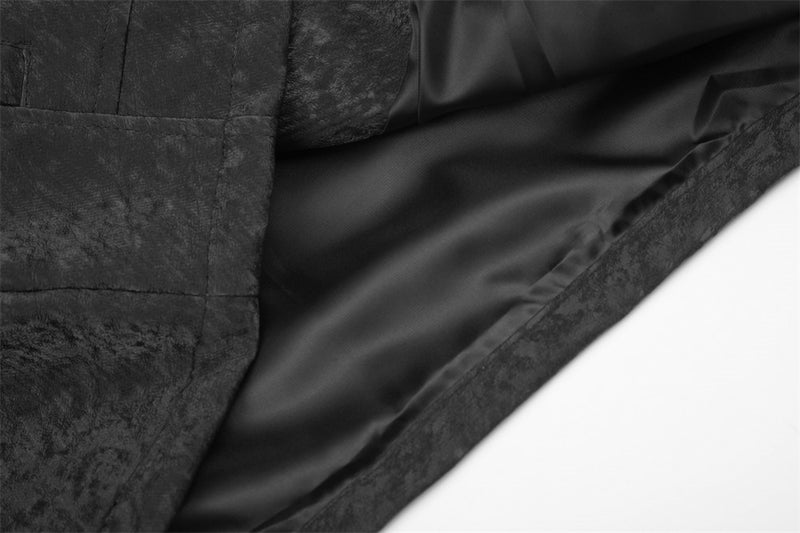 Men's Black Stand-Collar Moto Jacket – Textured Zip-Up Biker Coat