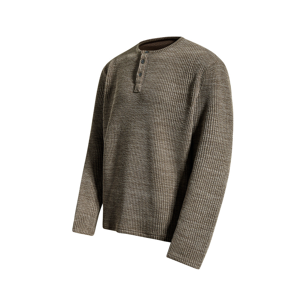 Men's Waffle Knit Henley Long Sleeve Shirt – Relaxed Fit Vintage Tee