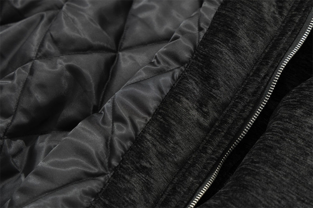 Men's Black Faux Fur Collar Bomber Jacket – Oversized Streetwear Baseball Coat