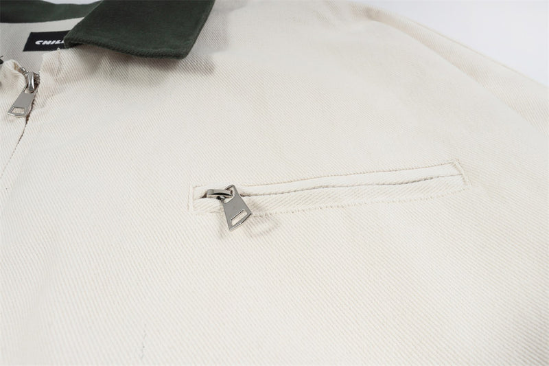 Veste Harrington rétro color block – Veste de travail zippée à col contrastant