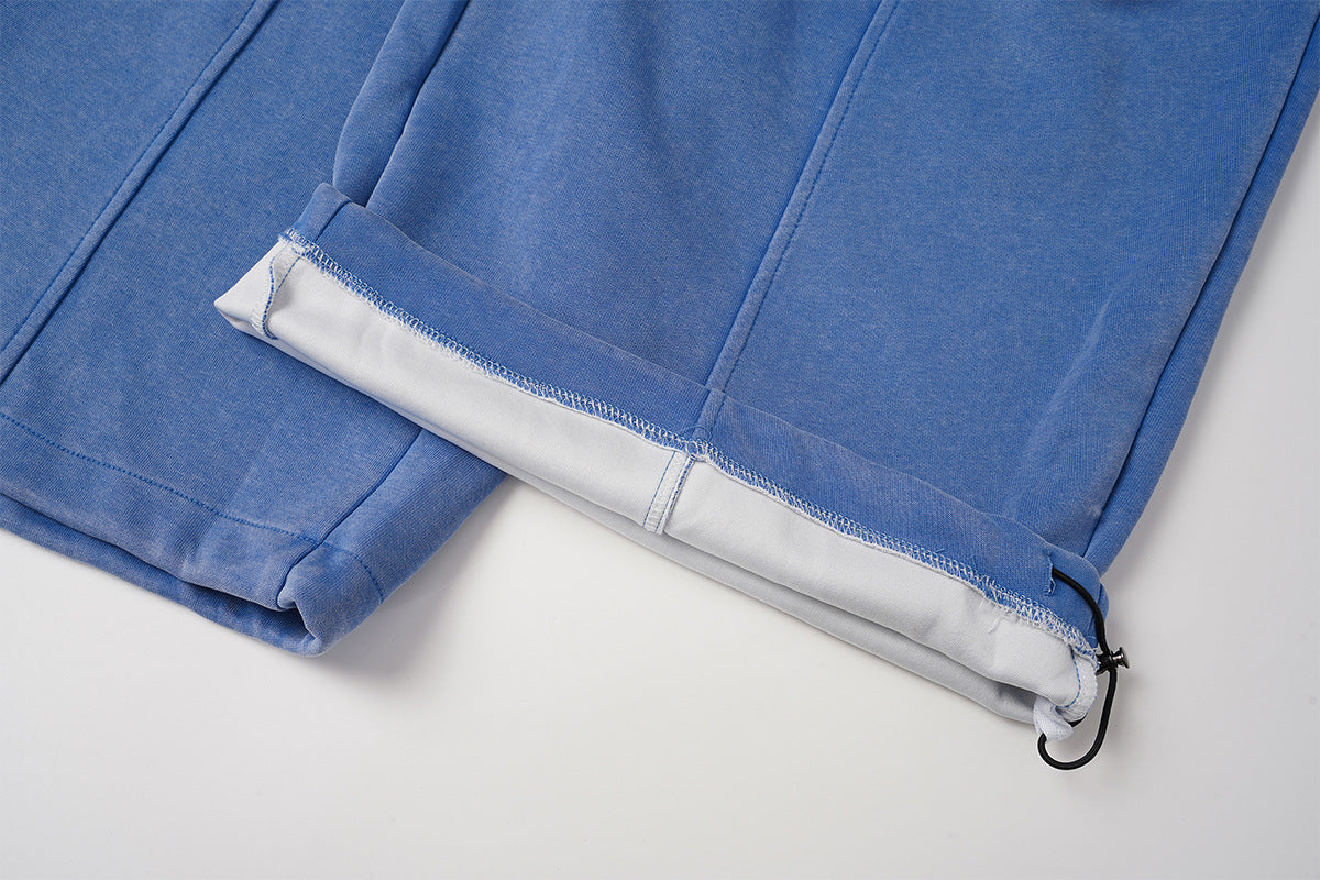 Wide-Leg Acid Wash Sweatpants – Oversized Balloon Fit with Drawstring Hem