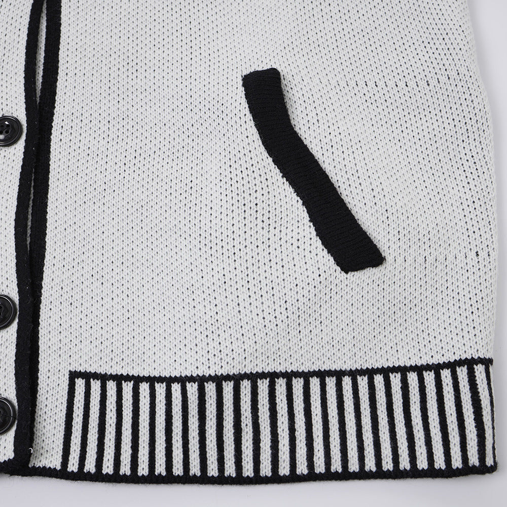 Men's Contrast Trim Knit Cardigan – Relaxed Fit Button-Up Sweater