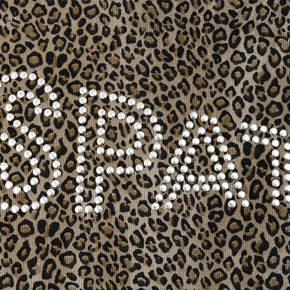 Leopard Print Zip-Up Hoodie with Studded Rhinestone Detail