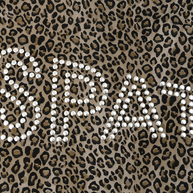Leopard Print Zip-Up Hoodie with Studded Rhinestone Detail