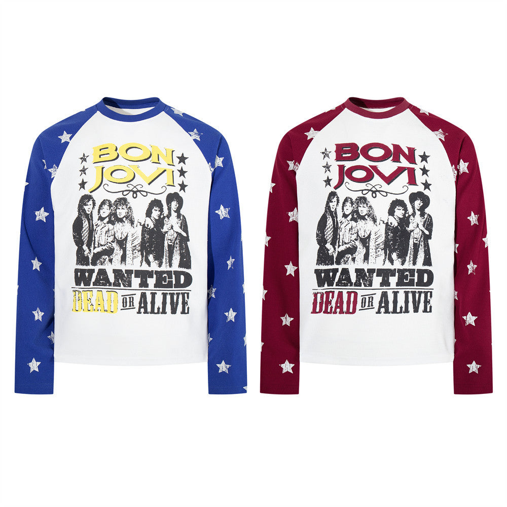 Bon Jovi Wanted Dead or Alive Men's Long Sleeve Graphic Raglan Shirt