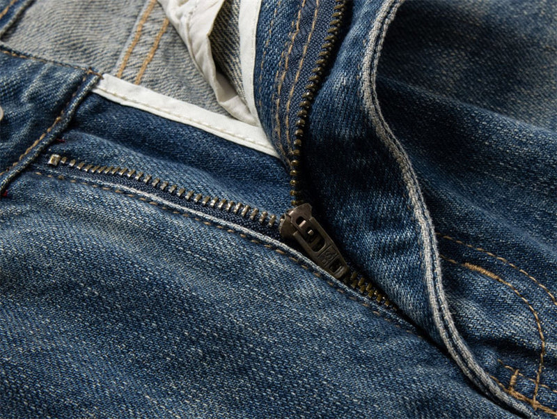 Baggy Jeans with Designs – Men's Vintage Distressed Wide-Leg Denim Pants