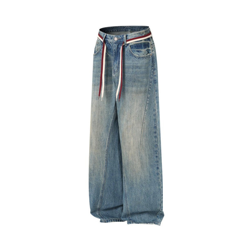 Men's Vintage Washed Wide-Leg Barrel Jeans – Oversized Streetwear Denim with