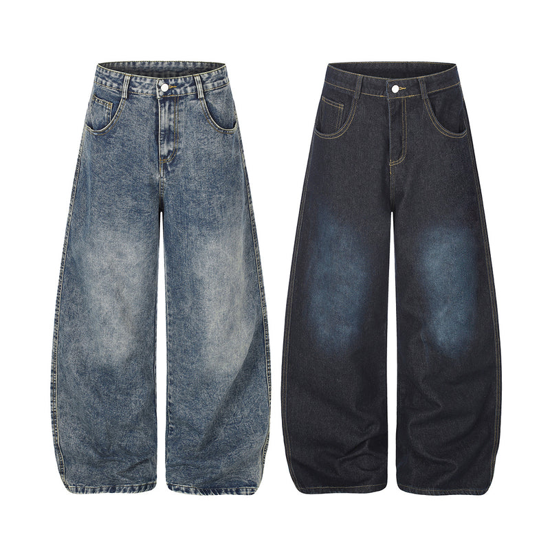Jean baggy à jambes larges avec poches arrière graphiques – Coupe tonneau oversize